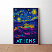 Athens Starry Night Van Gogh Travel Poster PosterGoat