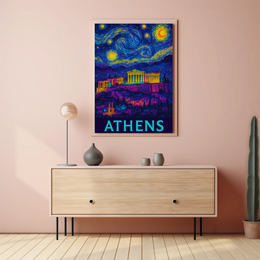 Athens Starry Night Van Gogh Travel Poster PosterGoat