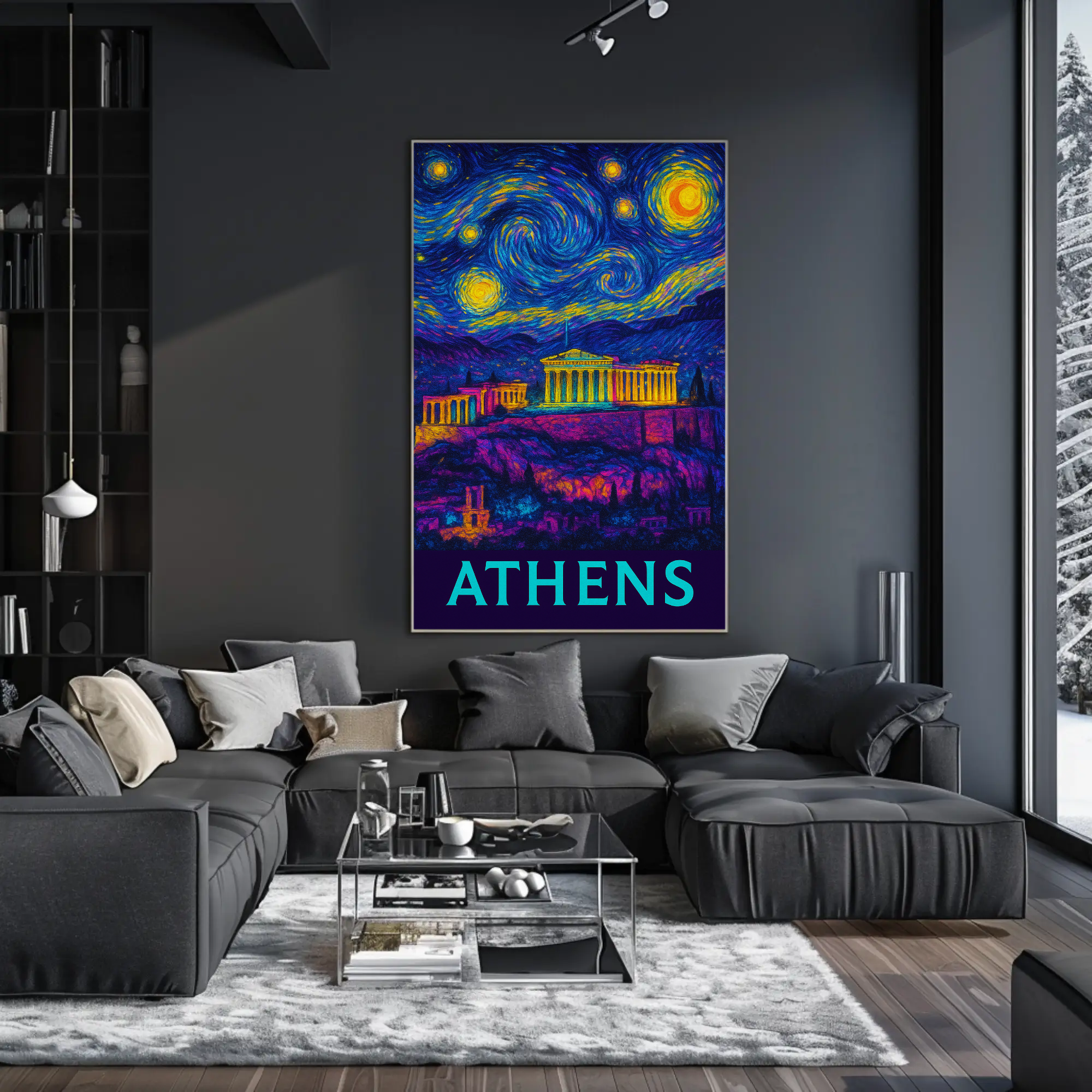 Athens Starry Night Van Gogh Travel Poster PosterGoat