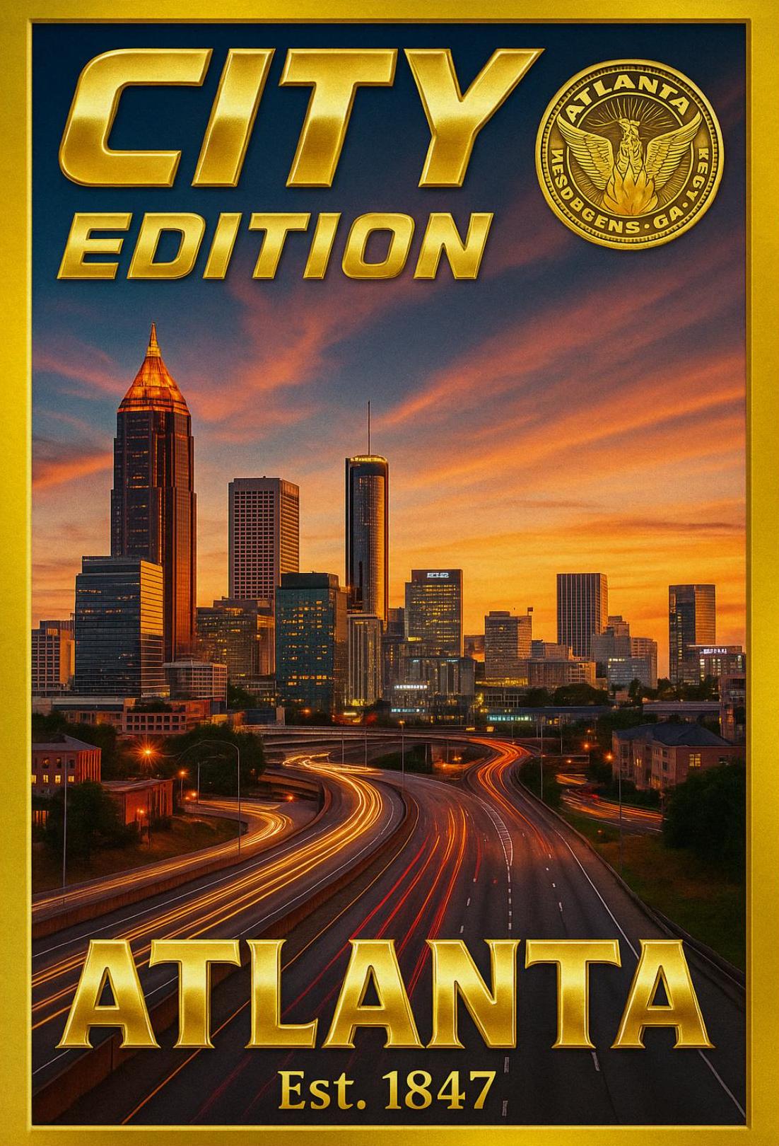 Atlanta Cityscape Dusk Modern Travel Poster PosterGoat