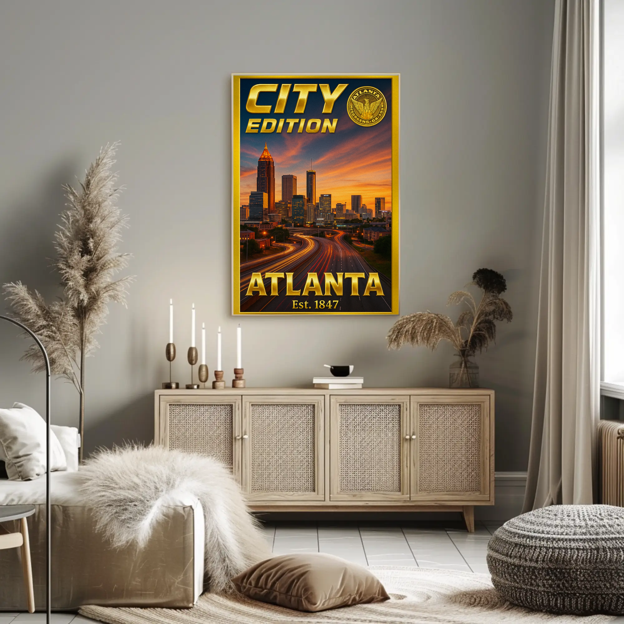 Atlanta Cityscape Dusk Modern Travel Poster PosterGoat