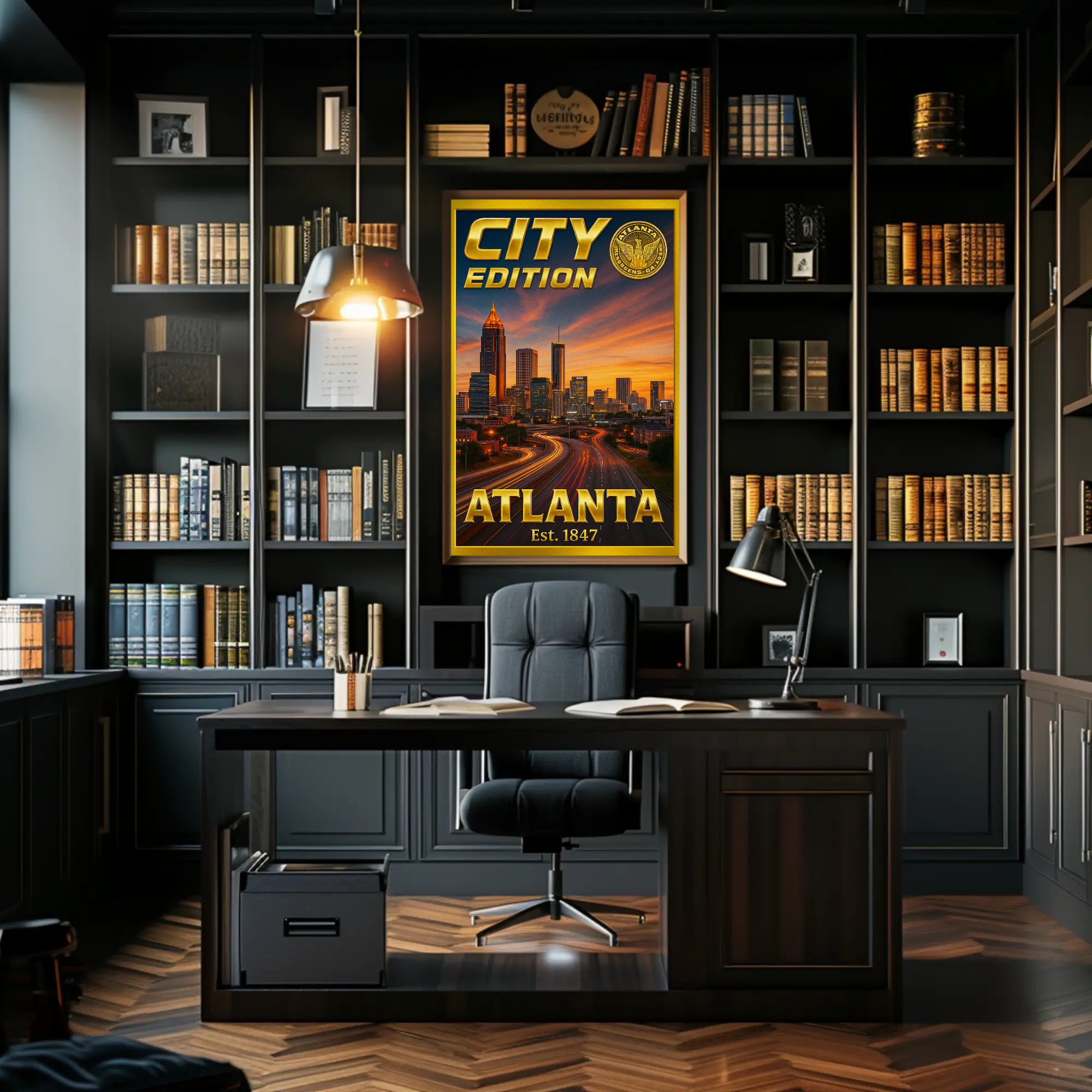 Atlanta Cityscape Dusk Modern Travel Poster PosterGoat