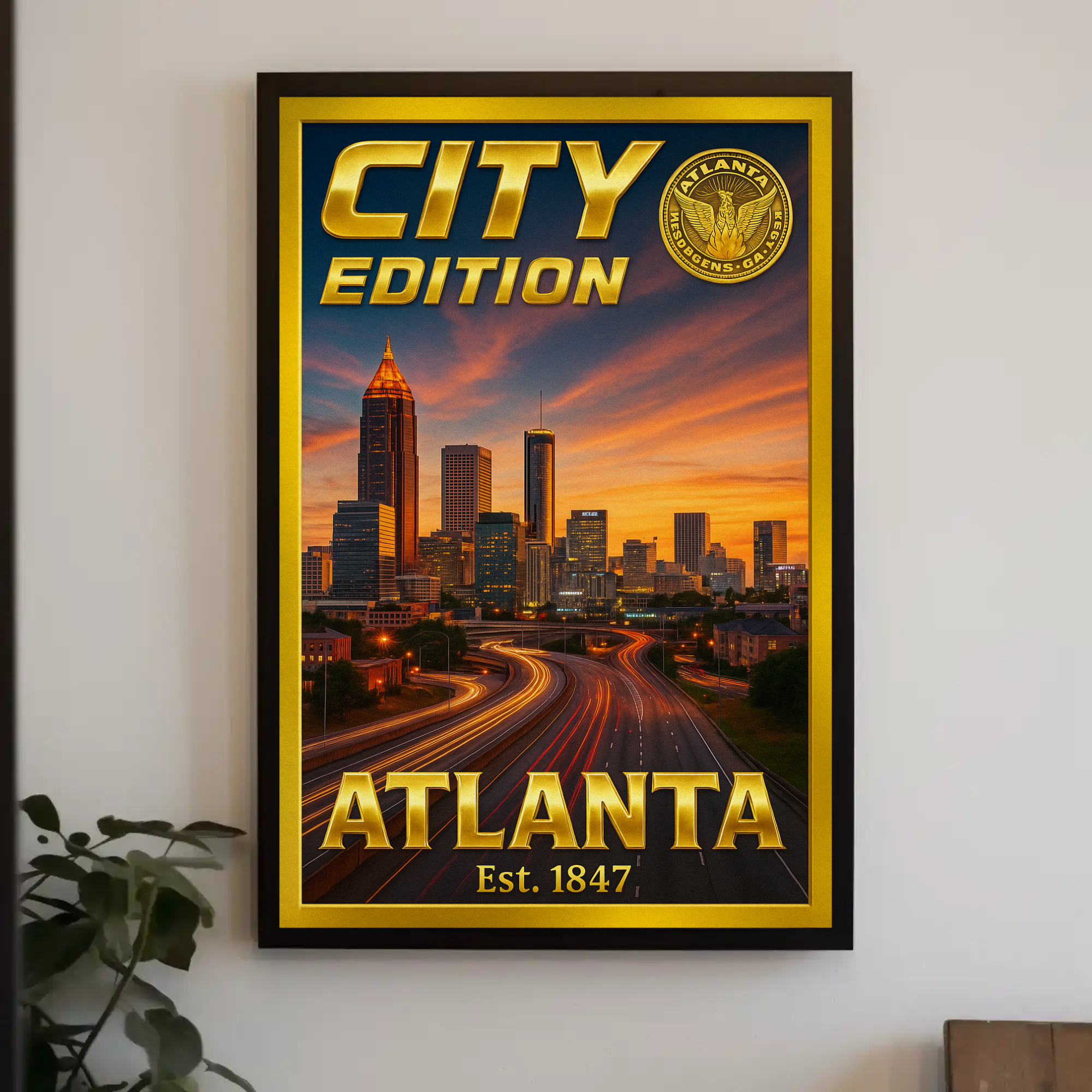 Atlanta Cityscape Dusk Modern Travel Poster PosterGoat
