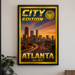 Atlanta Cityscape Dusk Modern Travel Poster PosterGoat