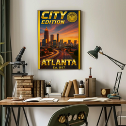 Atlanta Cityscape Dusk Modern Travel Poster PosterGoat