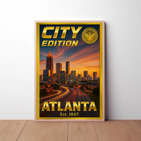 Atlanta Cityscape Dusk Modern Travel Poster PosterGoat