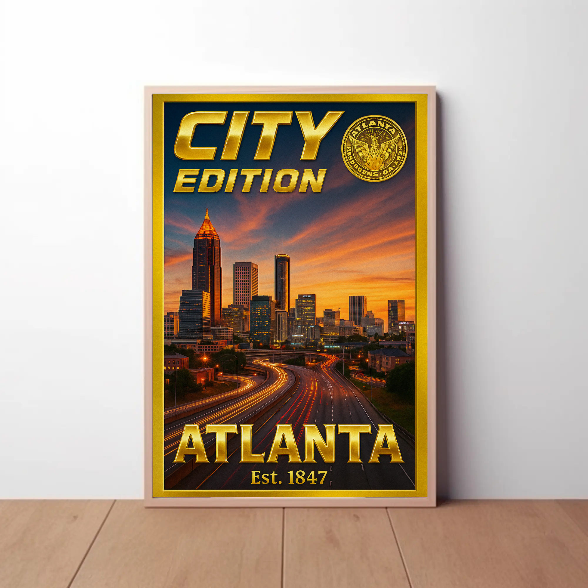 Atlanta Cityscape Dusk Modern Travel Poster PosterGoat
