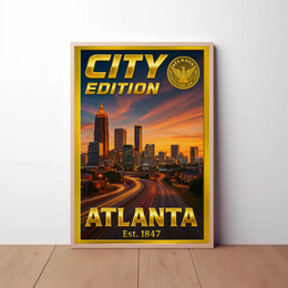 Atlanta Cityscape Dusk Modern Travel Poster PosterGoat