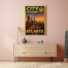 Atlanta Cityscape Dusk Modern Travel Poster PosterGoat