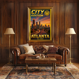Atlanta Cityscape Dusk Modern Travel Poster PosterGoat