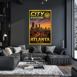 Atlanta Cityscape Dusk Modern Travel Poster PosterGoat