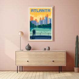 Atlanta Cityscape Silhouette in Retro Travel Poster PosterGoat