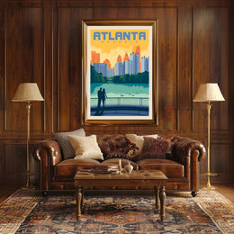 Atlanta Cityscape Silhouette in Retro Travel Poster PosterGoat