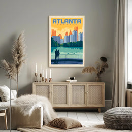 Atlanta Cityscape Silhouette in Retro Travel Poster PosterGoat