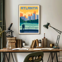 Atlanta Cityscape Silhouette in Retro Travel Poster PosterGoat