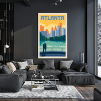 Atlanta Cityscape Silhouette in Retro Travel Poster PosterGoat