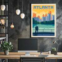 Atlanta Cityscape Silhouette in Retro Travel Poster PosterGoat