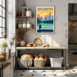 Atlanta Cityscape Silhouette in Retro Travel Poster PosterGoat