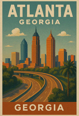 Atlanta Cityscape Vintage Charm Travel Poster PosterGoat