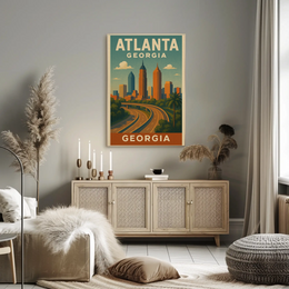 Atlanta Cityscape Vintage Charm Travel Poster PosterGoat