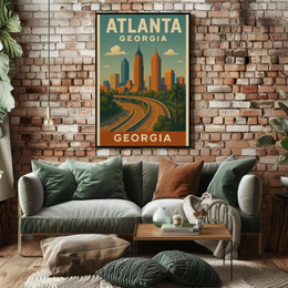 Atlanta Cityscape Vintage Charm Travel Poster PosterGoat