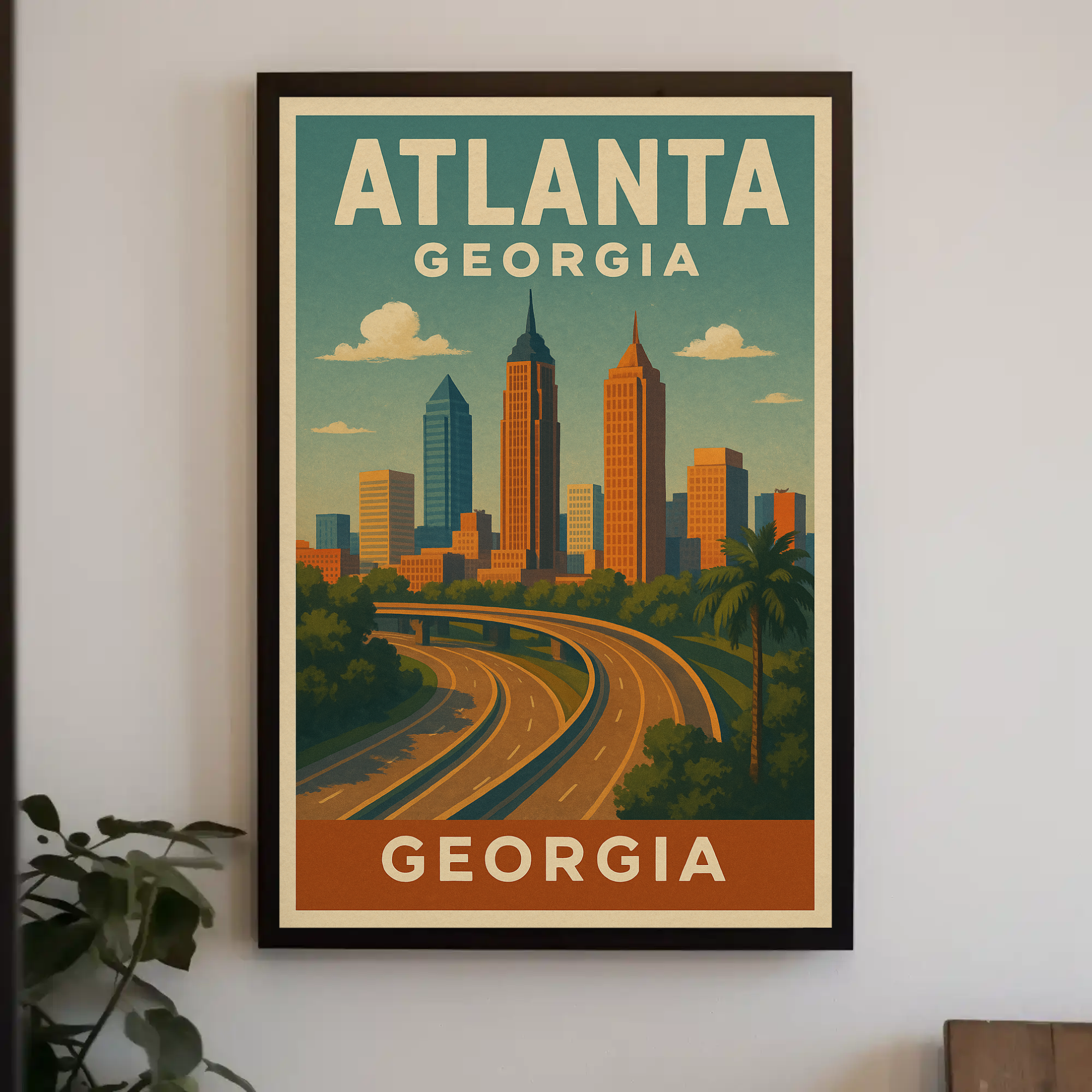 Atlanta Cityscape Vintage Charm Travel Poster PosterGoat