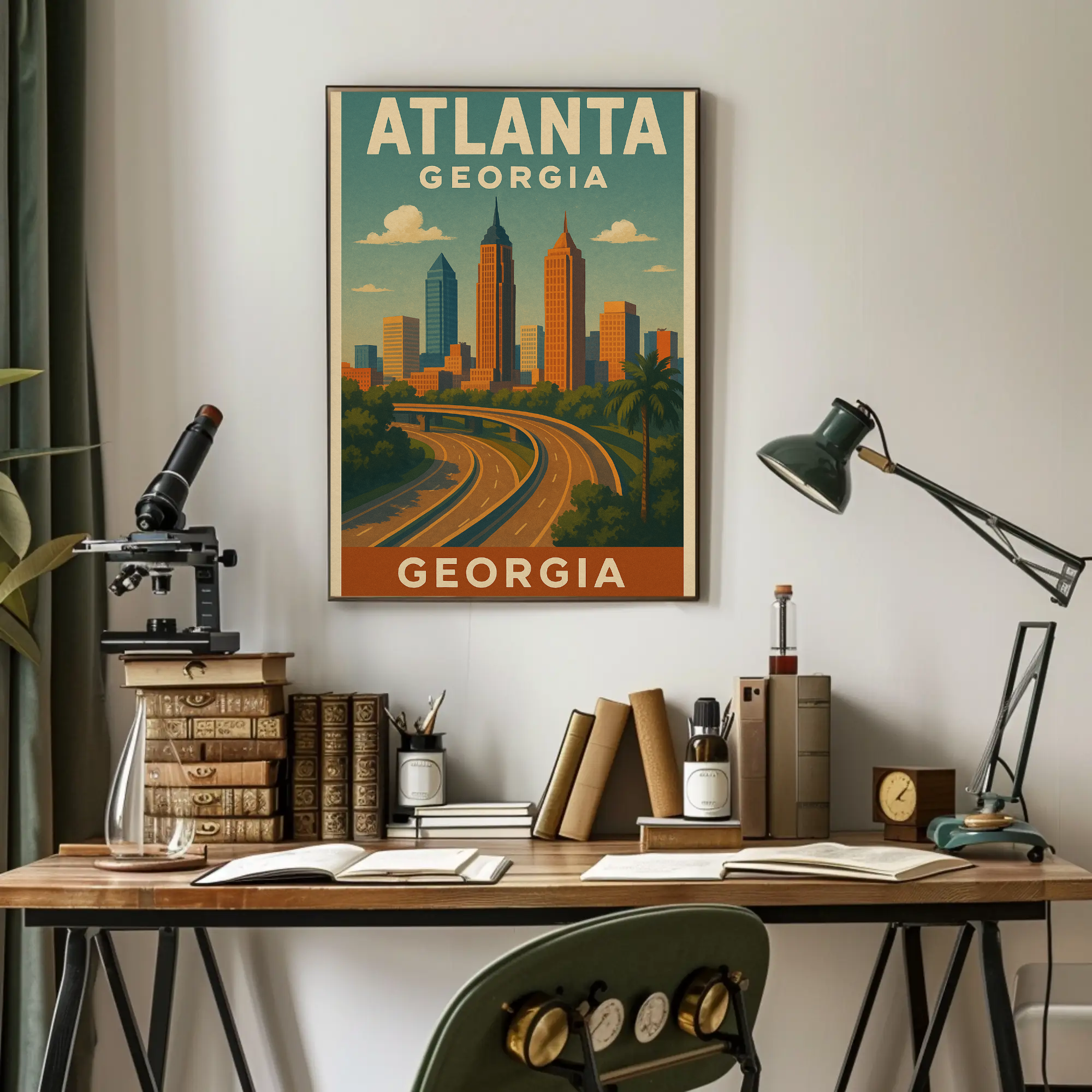Atlanta Cityscape Vintage Charm Travel Poster PosterGoat