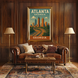Atlanta Cityscape Vintage Charm Travel Poster PosterGoat