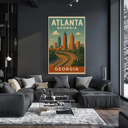 Atlanta Cityscape Vintage Charm Travel Poster PosterGoat