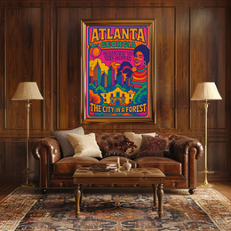 Atlanta Retro Cityscape Cultural or Heritage Poster PosterGoat