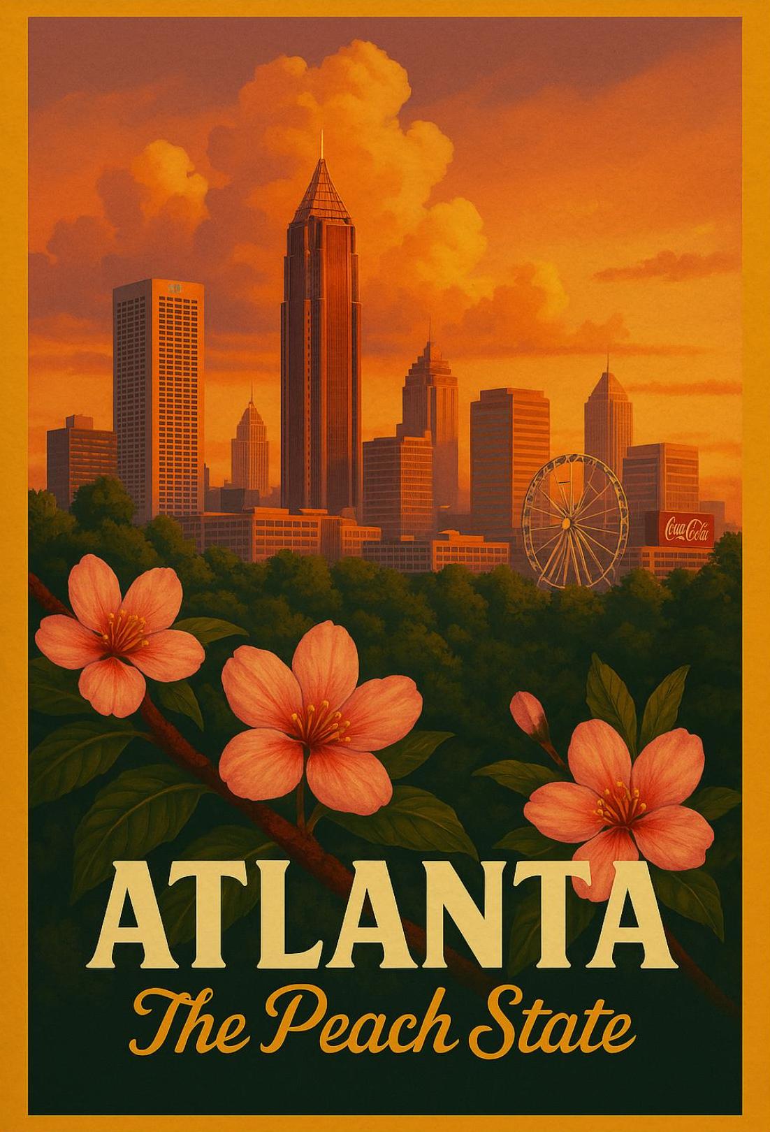 Atlanta Skyline Peach State Travel Poster PosterGoat