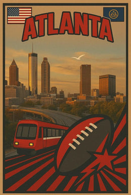 Atlanta Skyline Retro Sports Tribute Sports Poster PosterGoat