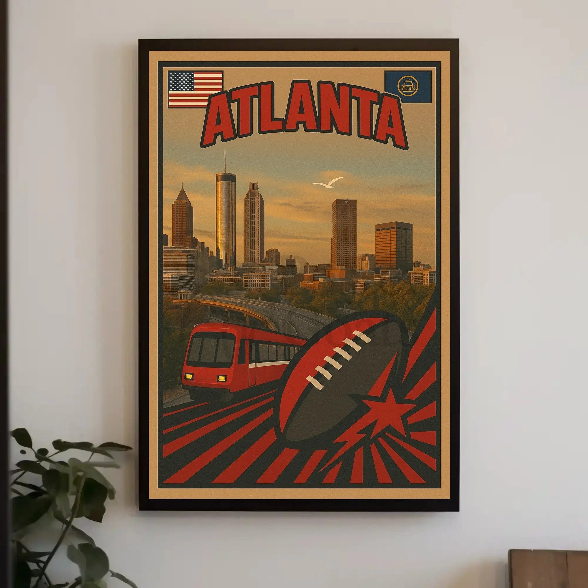 Atlanta Skyline Retro Sports Tribute Sports Poster PosterGoat
