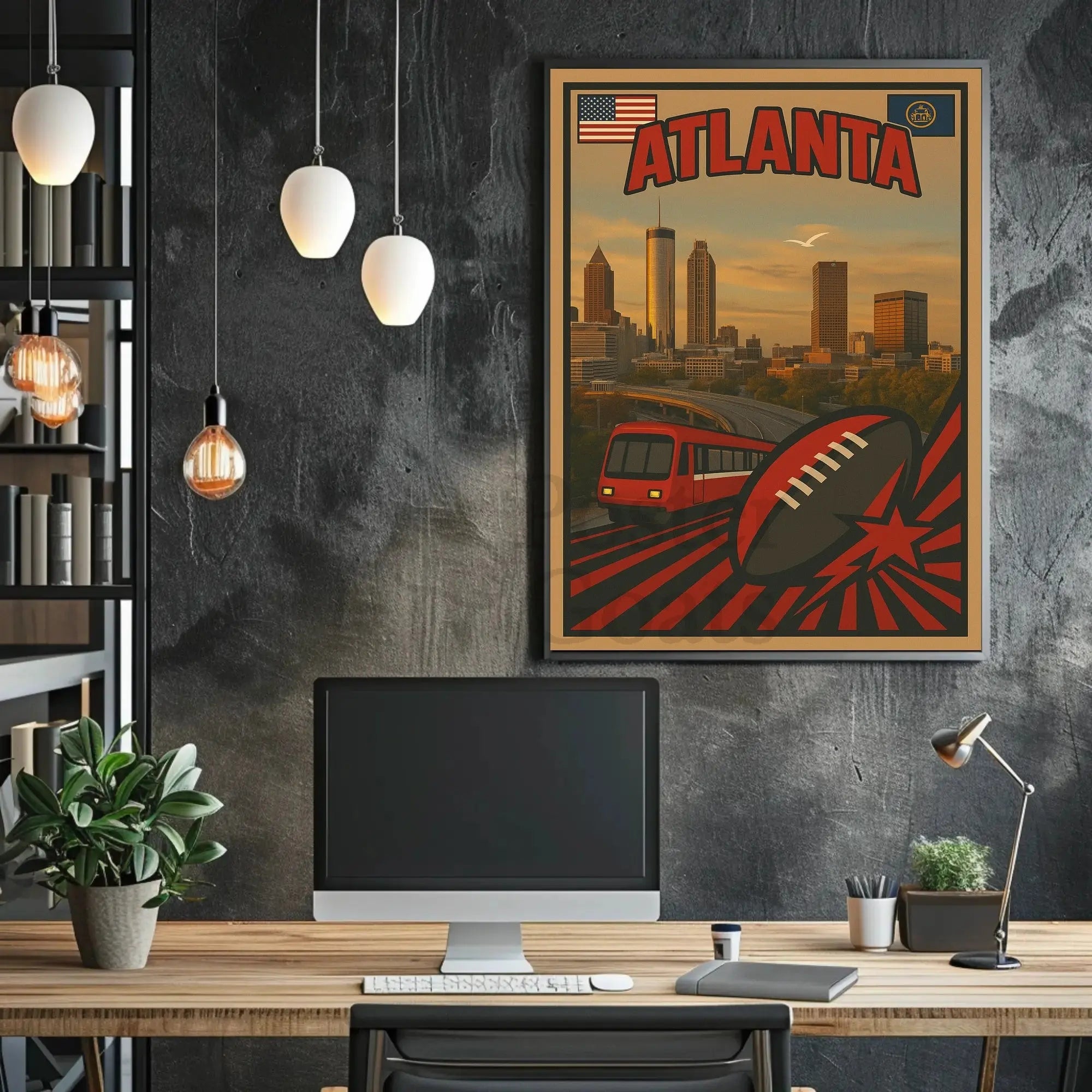 Atlanta Skyline Retro Sports Tribute Sports Poster PosterGoat