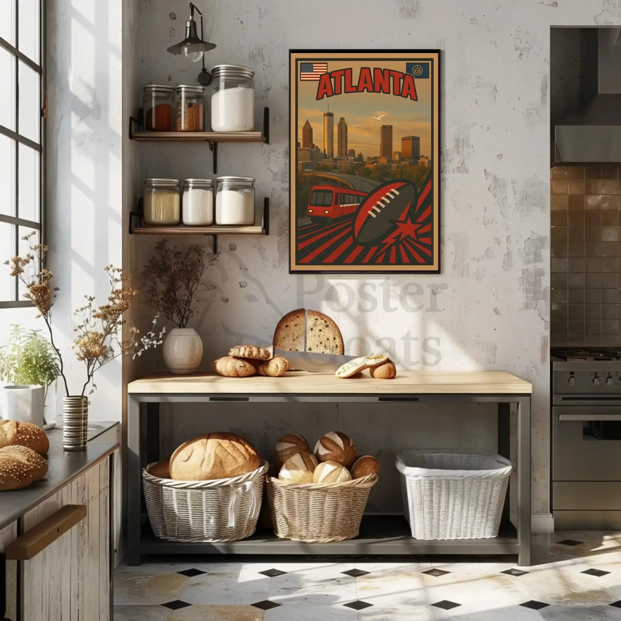 Atlanta Skyline Retro Sports Tribute Sports Poster PosterGoat