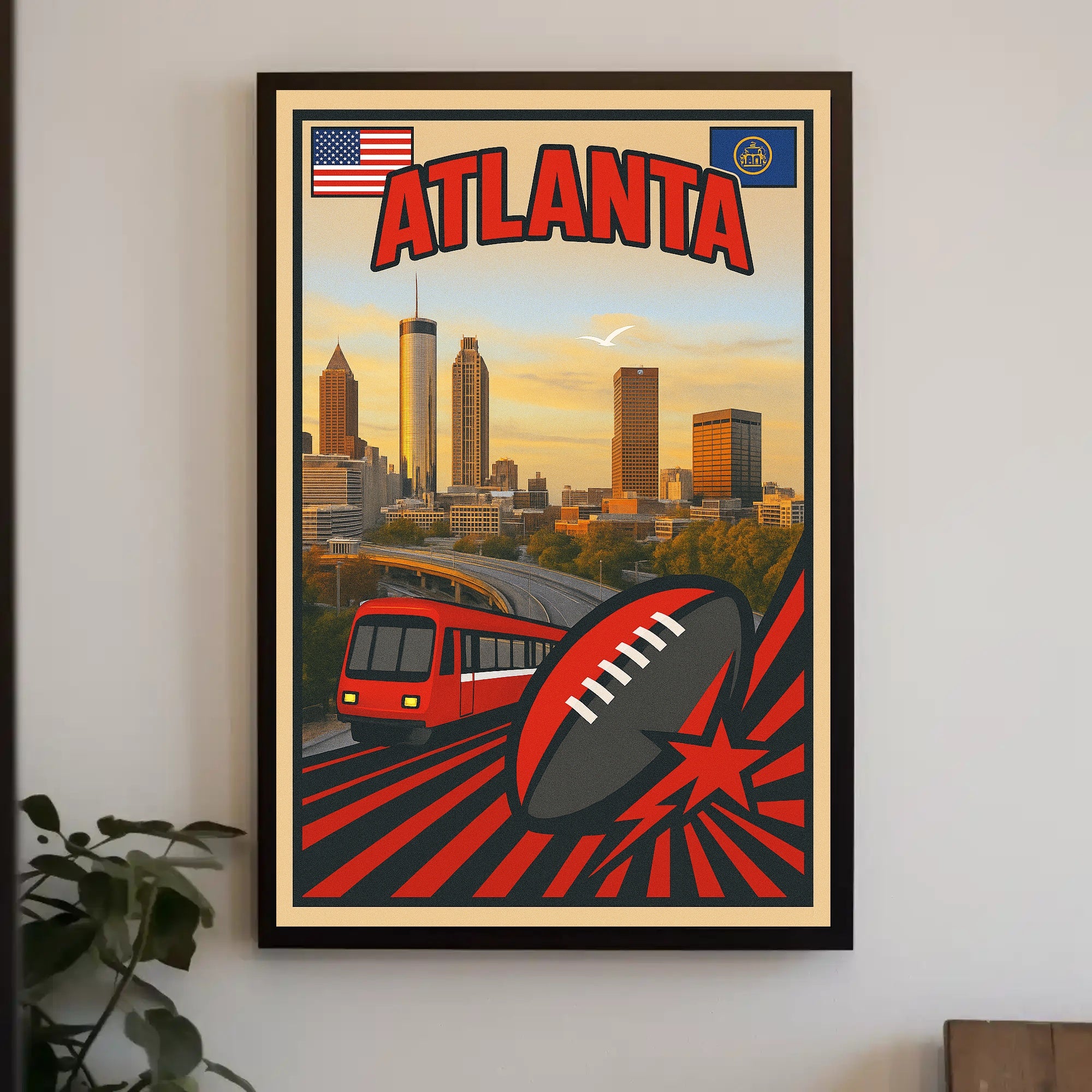 Atlanta Skyline and Sports Tribute Poster PosterGoat