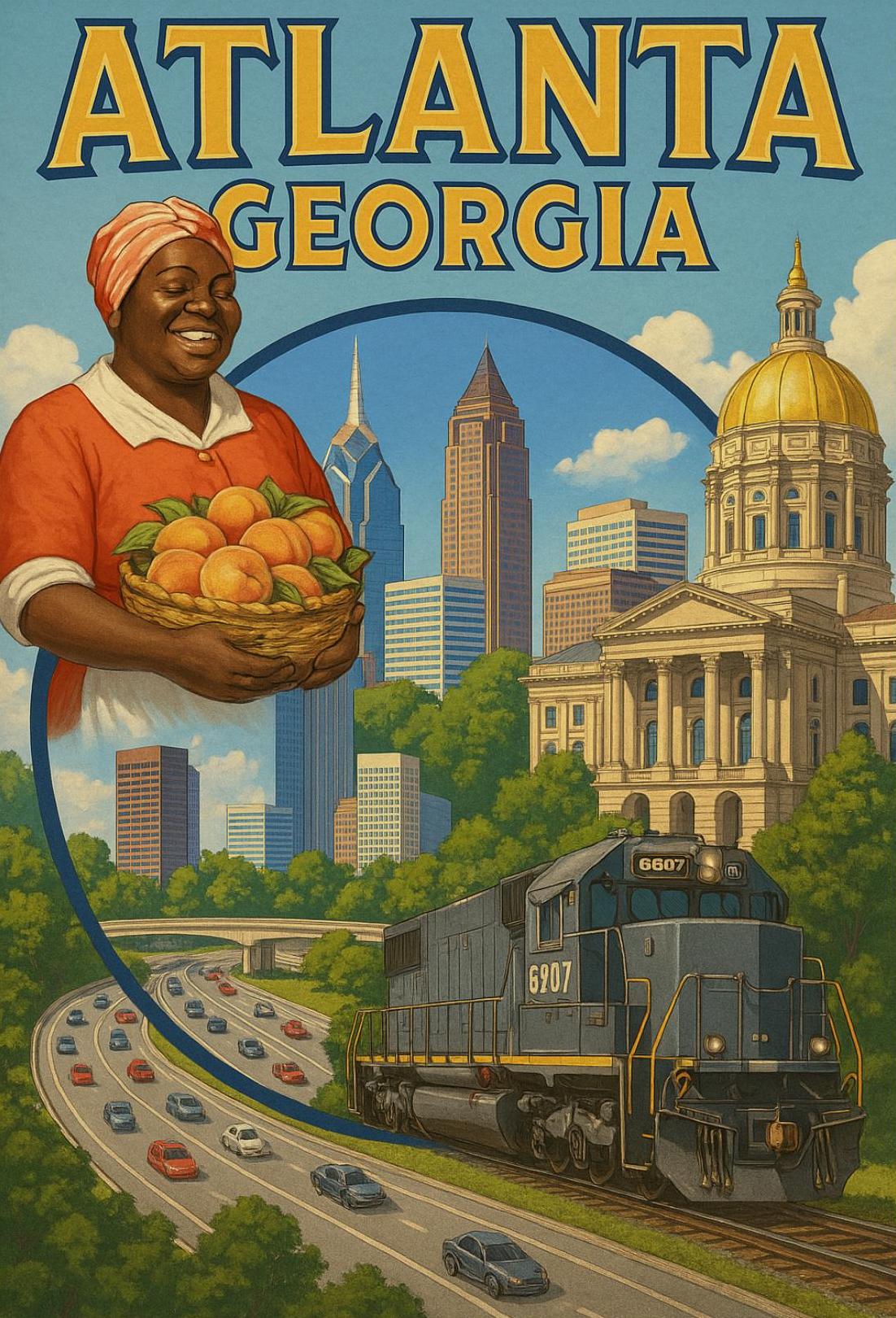 Atlanta's Vibrant Retro Travel Art - Travel Poster PosterGoat