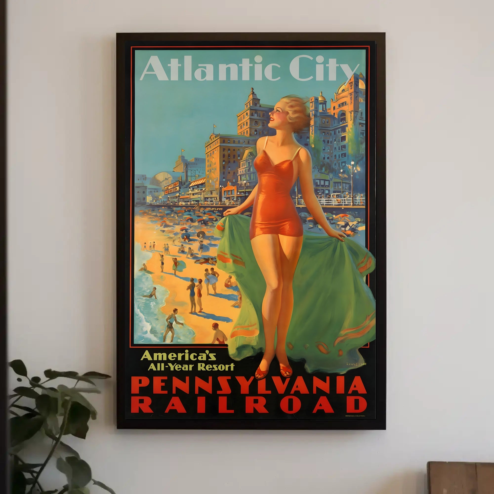 Atlantic City Mid-Century Glamour Vintage Travel Poster PosterGoat