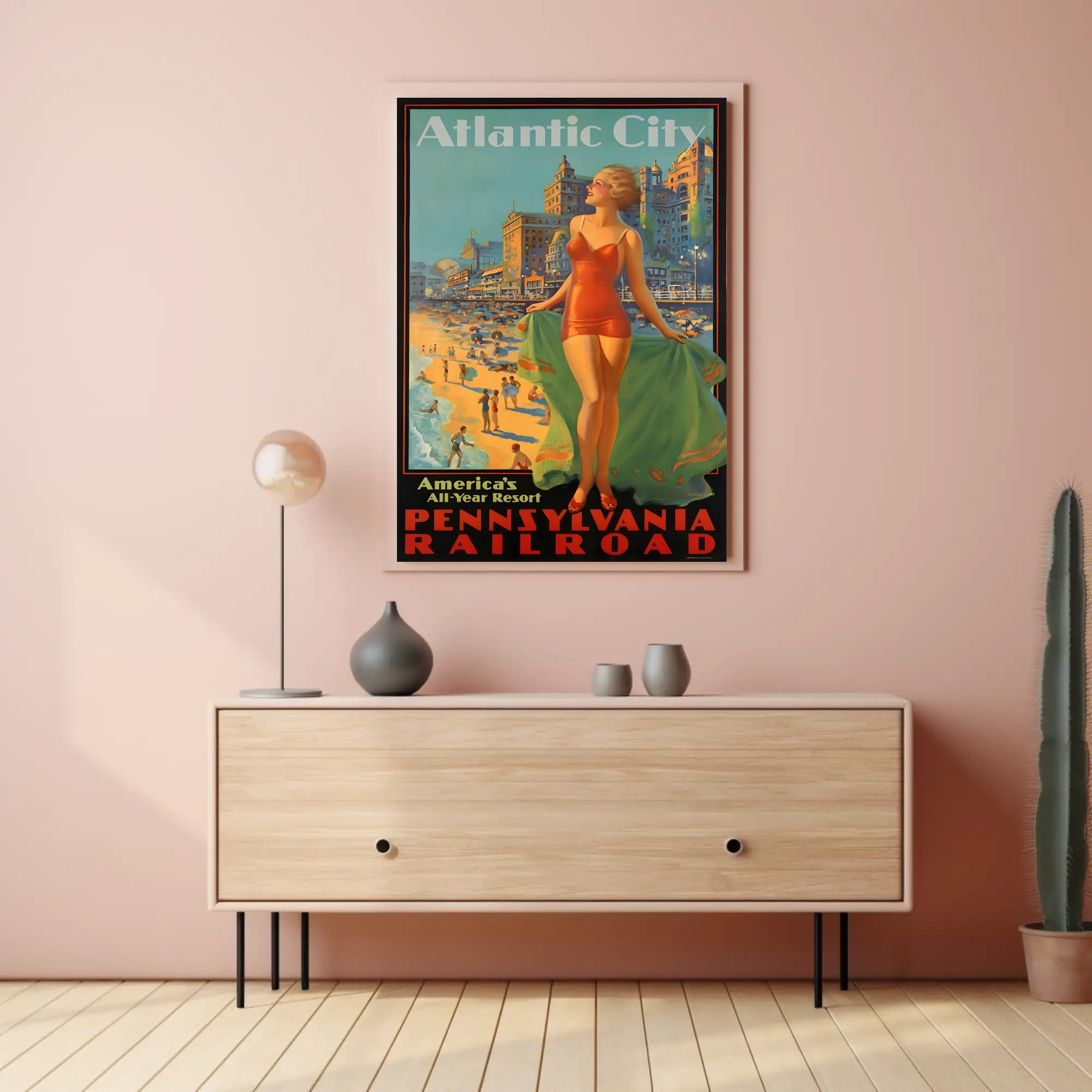Atlantic City Mid-Century Glamour Vintage Travel Poster PosterGoat