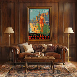 Atlantic City Mid-Century Glamour Vintage Travel Poster PosterGoat