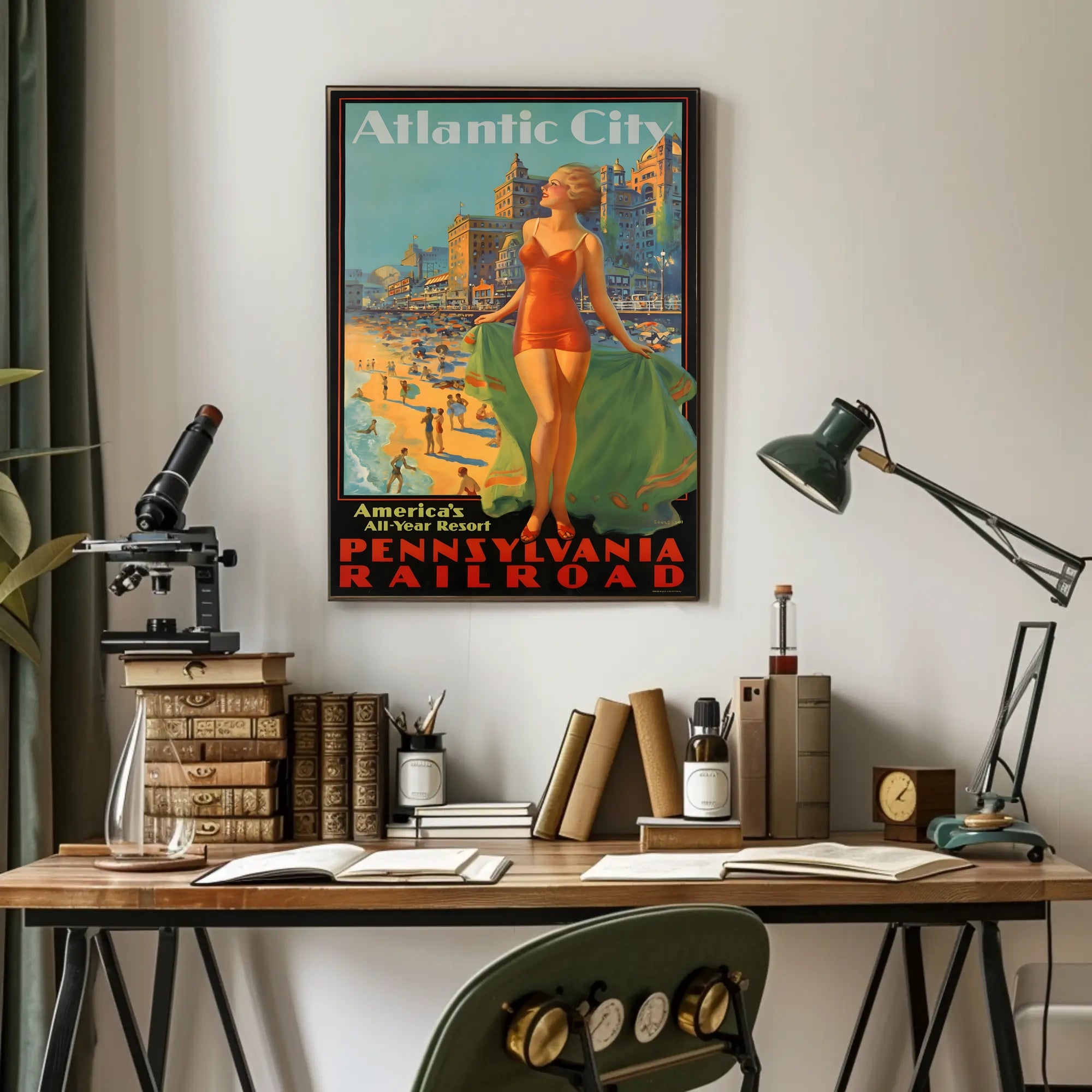 Atlantic City Mid-Century Glamour Vintage Travel Poster PosterGoat