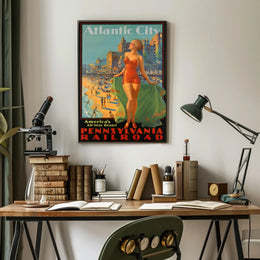 Atlantic City Mid-Century Glamour Vintage Travel Poster PosterGoat
