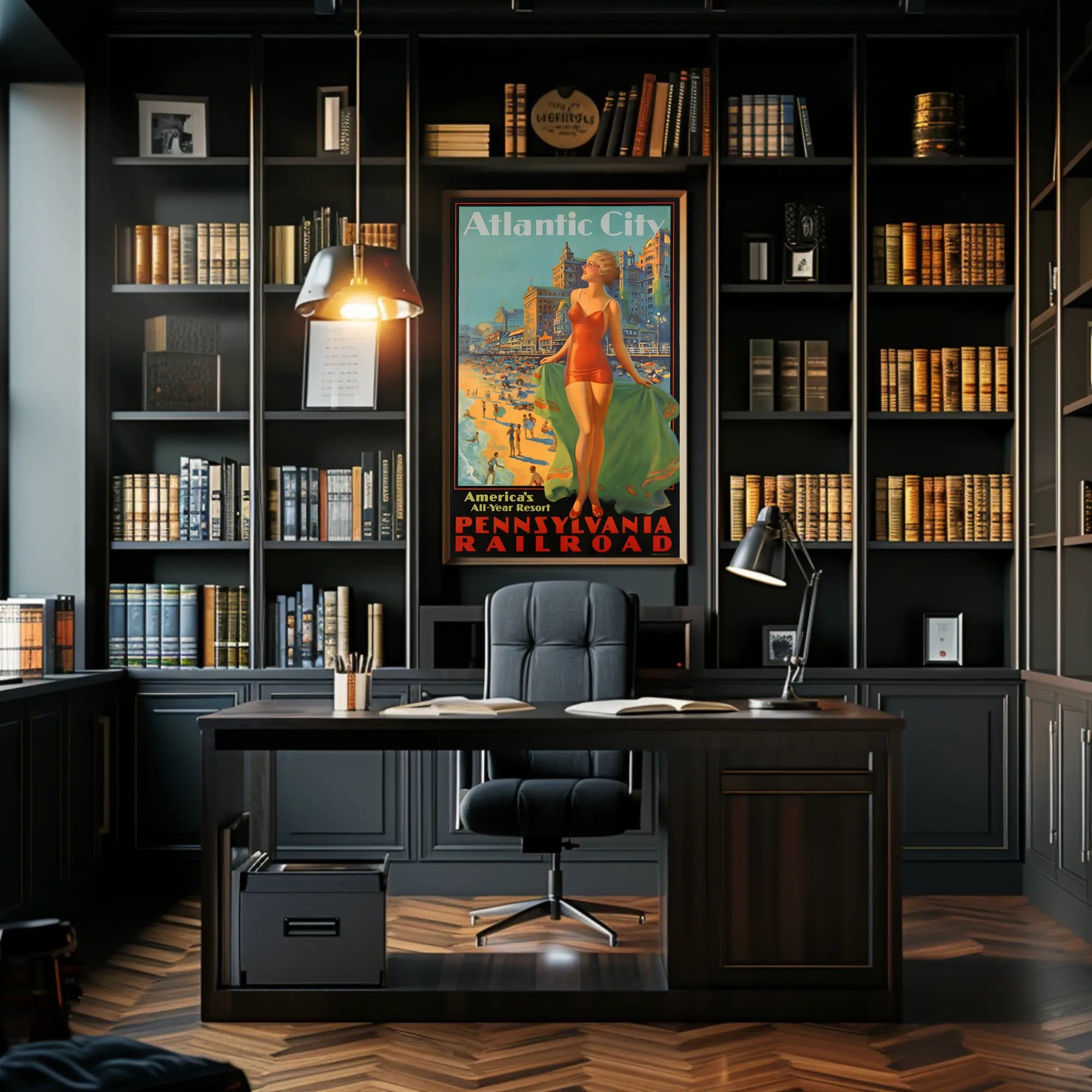 Atlantic City Mid-Century Glamour Vintage Travel Poster PosterGoat
