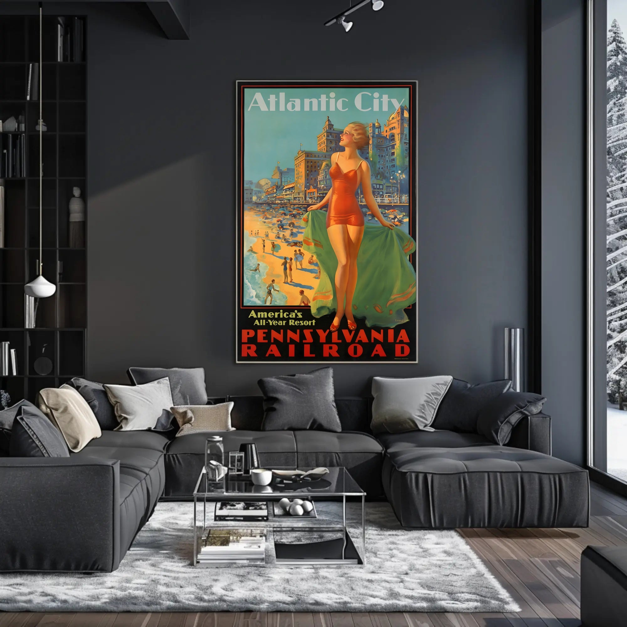 Atlantic City Mid-Century Glamour Vintage Travel Poster PosterGoat