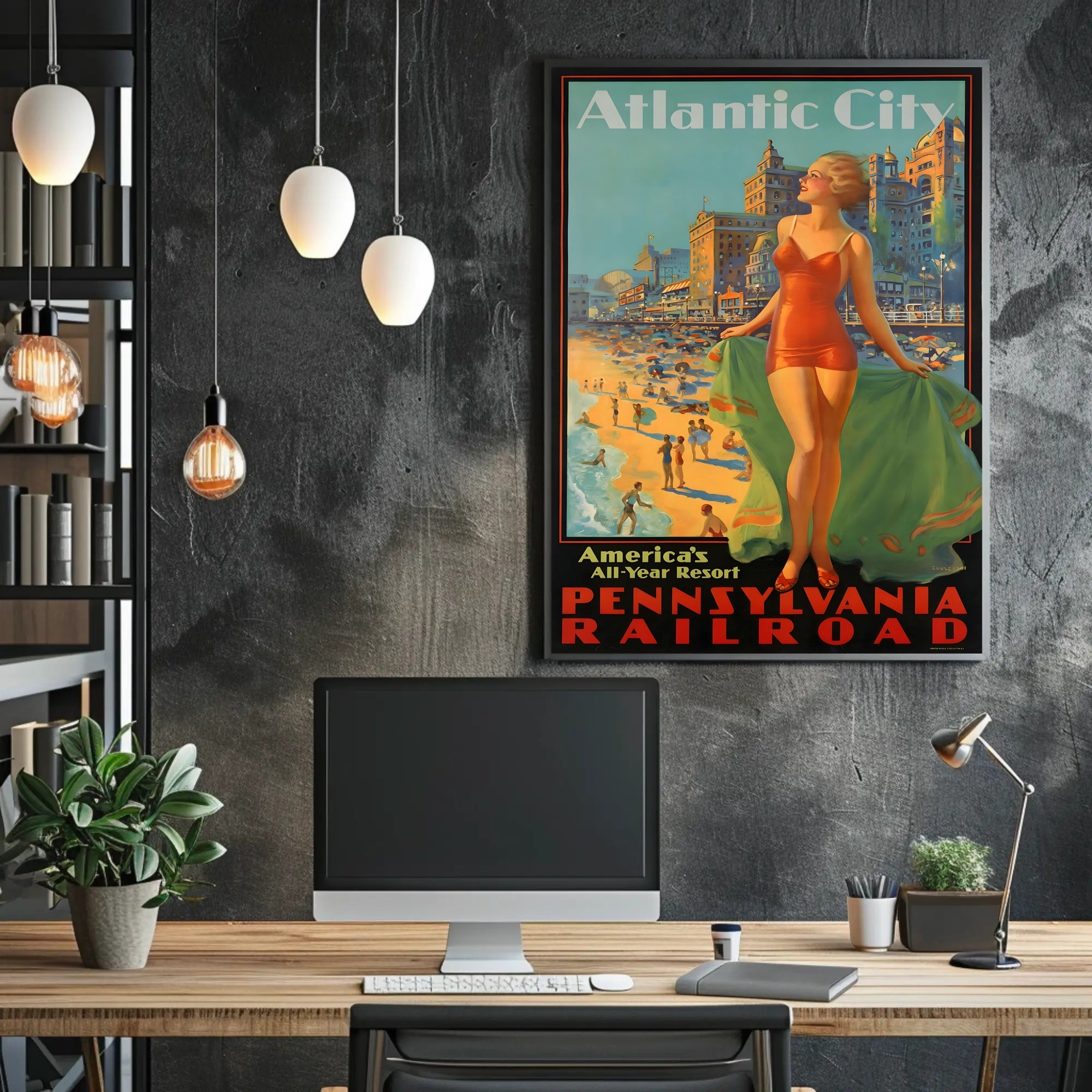 Atlantic City Mid-Century Glamour Vintage Travel Poster PosterGoat