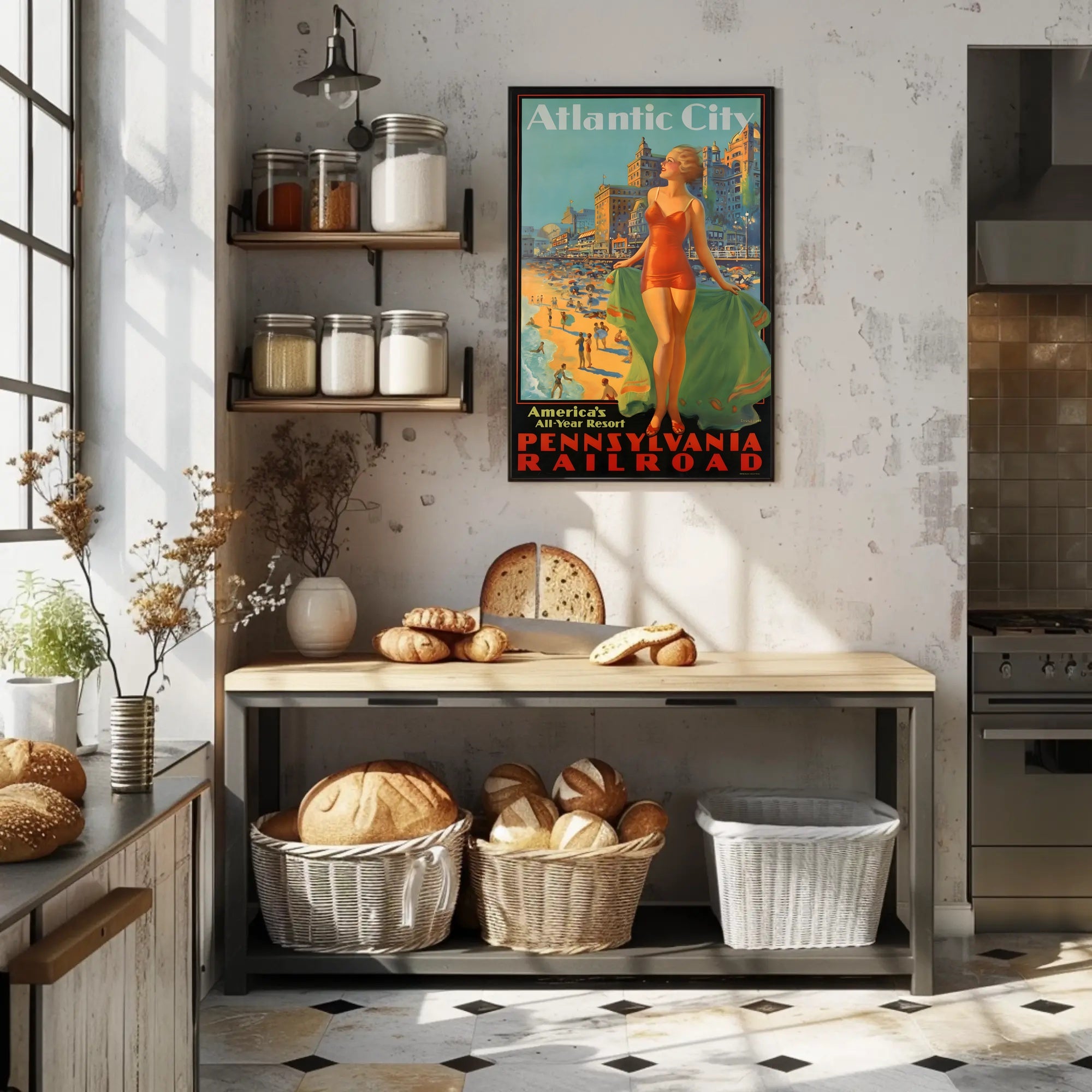 Atlantic City Mid-Century Glamour Vintage Travel Poster PosterGoat