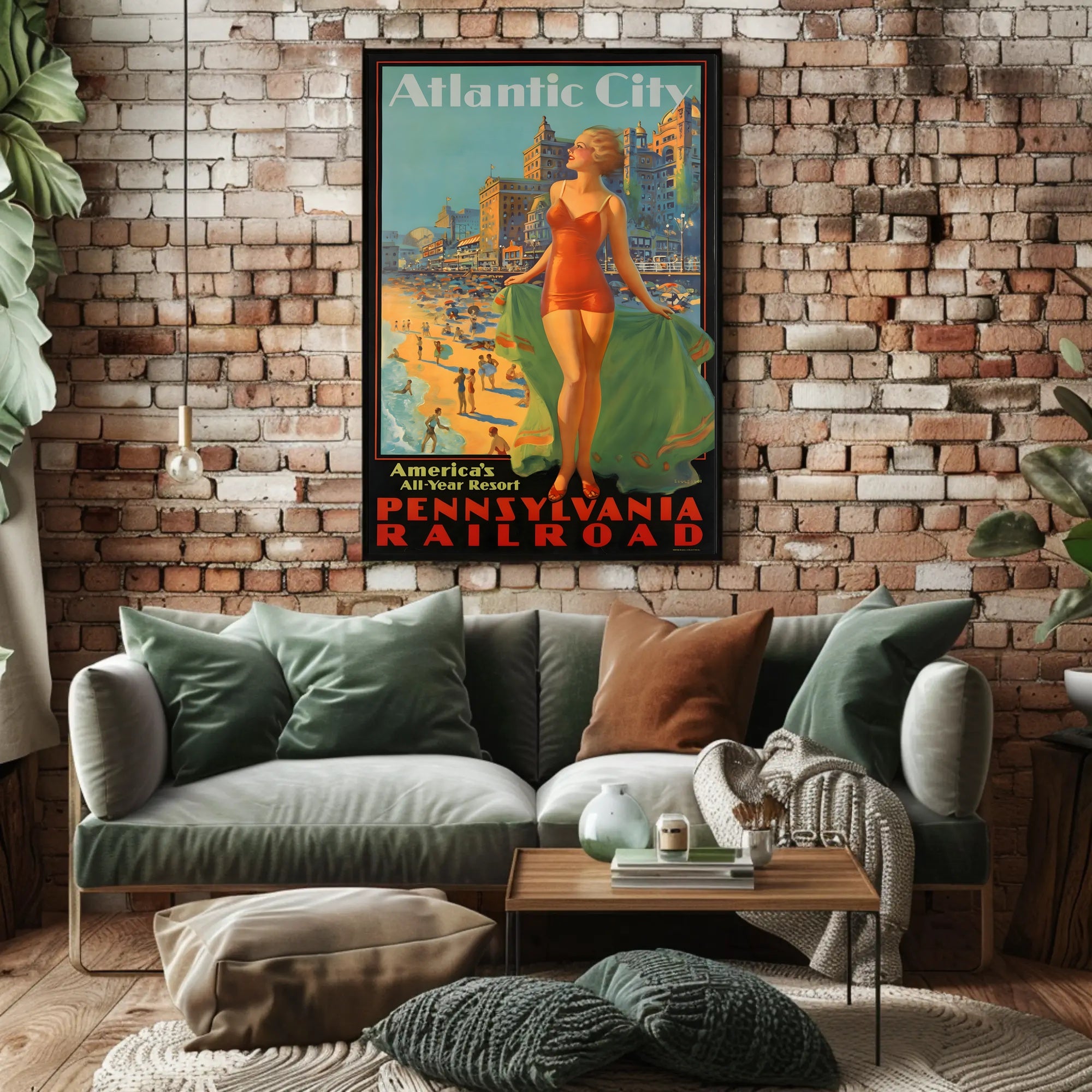 Atlantic City Mid-Century Glamour Vintage Travel Poster PosterGoat