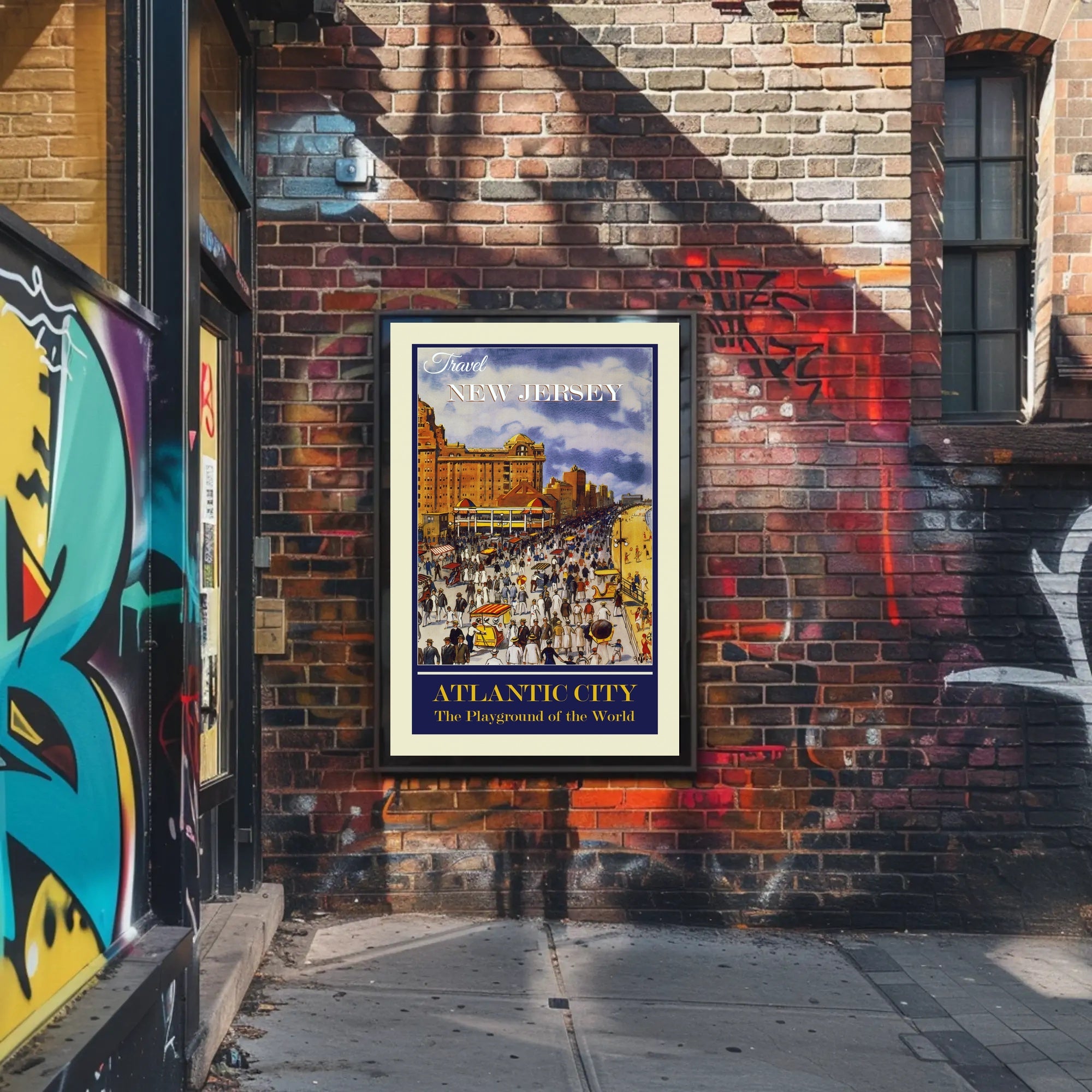 Atlantic City Vintage Boardwalk Travel Poster PosterGoat