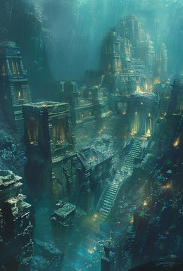 Atlantis Underwater City: Surreal Fantasy Futuristic Sci-Fi Poster PosterGoat
