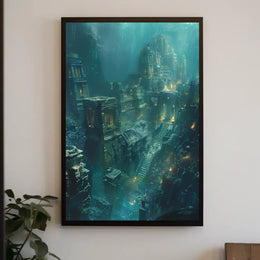Atlantis Underwater City: Surreal Fantasy Futuristic Sci-Fi Poster PosterGoat